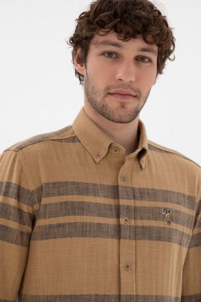 پیراهن خاکی مردانه یقه دکمه دار U.S. Polo Assn. - کد 894814376