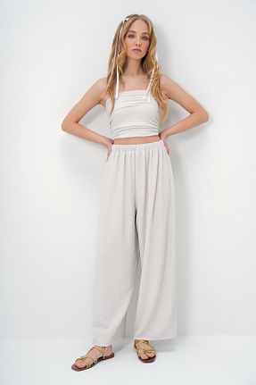 ست بالاتنه و پائین تنه طوسی زنانه بافتنی Trend Alaçatı Stili - کد 891517744