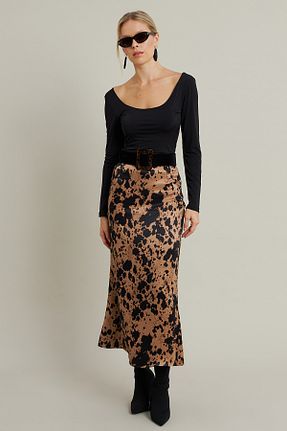 دامن قهوه ای زنانه ساتن Cool & Modest - کد 892667911