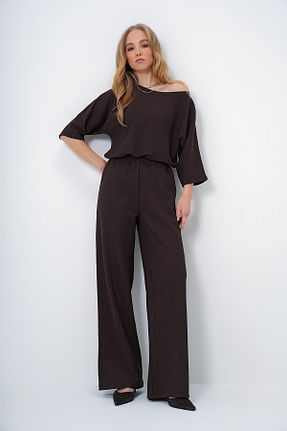 ست بالاتنه و پائین تنه قهوه ای زنانه بافتنی Trend Alaçatı Stili - کد 891517521