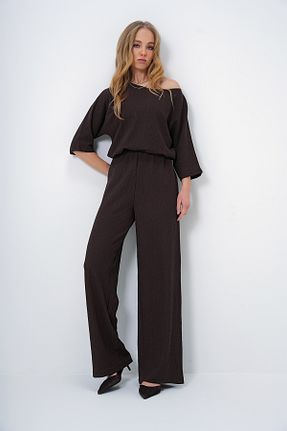 ست بالاتنه و پائین تنه قهوه ای زنانه بافتنی Trend Alaçatı Stili - کد 891517521
