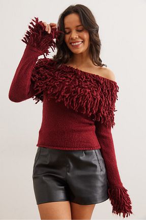 پلیور زرشکی زنانه ساده Olalook - کد 892543482