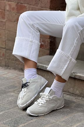 کفش اسنیکر طوسی زنانه بند دار NİŞANTAŞI SHOES - کد 894814905