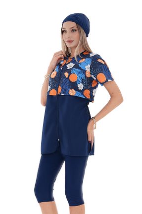 مایو حجاب سرمه ای زنانه چاپی REMSA - کد 894874626