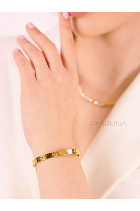 دستبند استیل (فولاد) زرد زنانه استیل (فولاد) Pearlina - کد 894862759