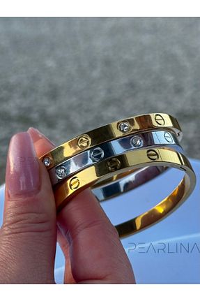دستبند استیل (فولاد) زرد زنانه استیل (فولاد) Pearlina - کد 894862759