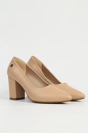 کفش پاشنه بلند کلاسیک بژ زنانه چرم مصنوعی Pierre Cardin - کد 894828833