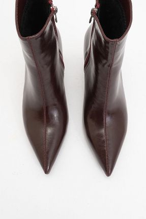 بوت / نیم بوت زرشکی زنانه چرم مصنوعی luvishoes - کد 894821191