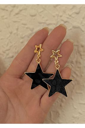 گوشواره جواهر مشکی برنجی takıtarzım - کد 894952079