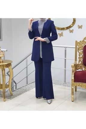 ست بالاتنه و پائین تنه حجاب سرمه ای زنانه Relaxed çınar özkan - کد 822570004