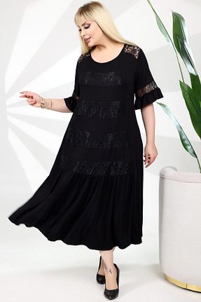 لباس سایز بزرگ مشکی زنانه ویسکون Kheos - کد 894986125
