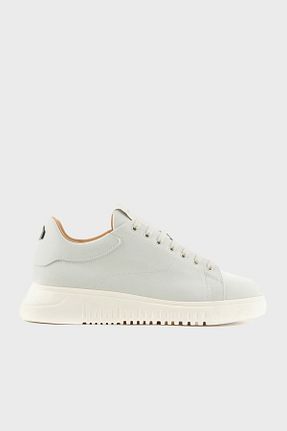 کفش اسنیکر نباتی مردانه چرم اصل Emporio Armani - کد 896525510