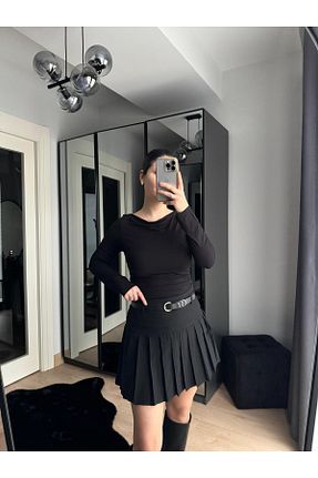 دامن مشکی زنانه Pileli Butik - کد 895005115