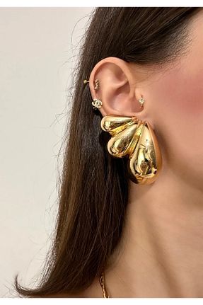 گوشواره جواهر زرد برنجی luxyansımalar - کد 895004139