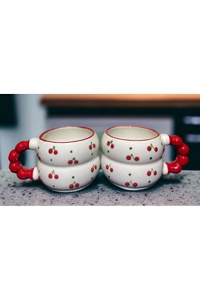 لیوان آب قرمز سرامیک İZart - کد 895035504