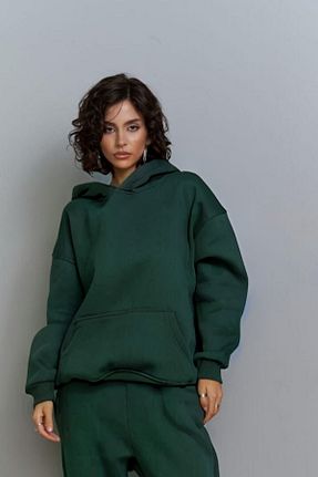 سوئیشرت سبز زنانه ساده CMZ COLLECTİON - کد 895053817