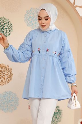 تونیک حجاب آبی زنانه پنبه ای Neva Style - کد 895057654