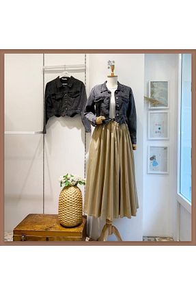دامن قهوه ای زنانه کتان Faya Boutique - کد 895057329