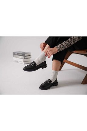 کفش لوفر مشکی زنانه چرم لاکی CİMİLİ SHOES - کد 794247169
