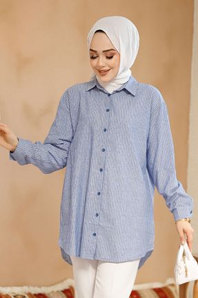 تونیک حجاب آبی زنانه پنبه ای Neva Style - کد 895057612