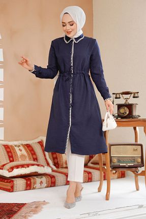 تونیک حجاب سرمه ای زنانه پلی استر Neva Style - کد 895057635