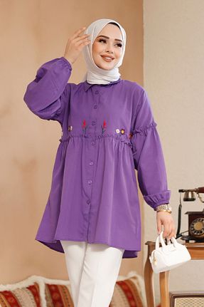 تونیک حجاب بنفش زنانه پنبه ای Neva Style - کد 895057583