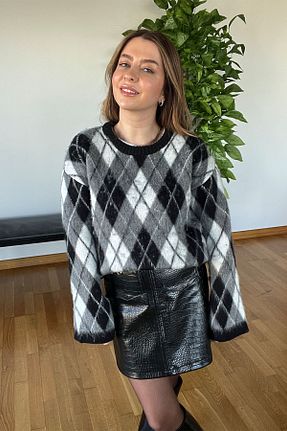 دامن مشکی زنانه چرم مصنوعی PİCCO - کد 895115336