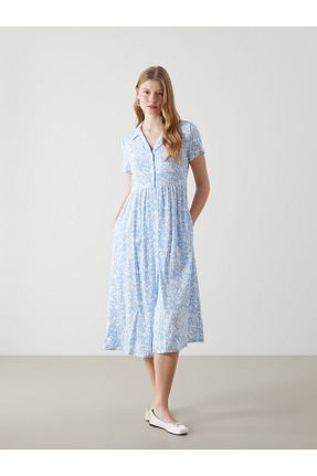 لباس آبی زنانه بلند LC Waikiki - کد 895118604