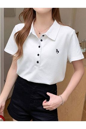 بلوز سفید زنانه طرح دار Touz Moda - کد 896551208