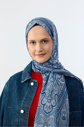 شال آبی زنانه پنبه پلی استر MİRSOY SCARF - کد 895148399