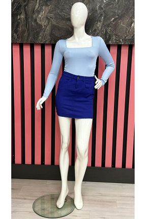 بلوز آبی زنانه یقه مربعی MODA MATMAZEL - کد 895203468