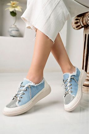 کفش اسنیکر آبی زنانه بند دار İncimoda - کد 895212188