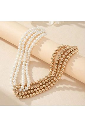 گردنبند جواهر متالیک زنانه مروارید Minnoş Dükkan - کد 895206673