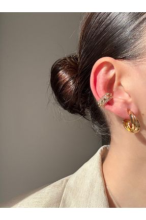 گوشواره غضروفی جواهر سفید زنانه روکش طلا Ressia - کد 880467086