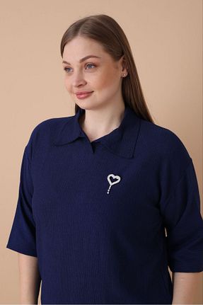 ست بالاتنه و پائین تنه سایز بزرگ سرمه ای زنانه فاق بلند şuranur - کد 888188540