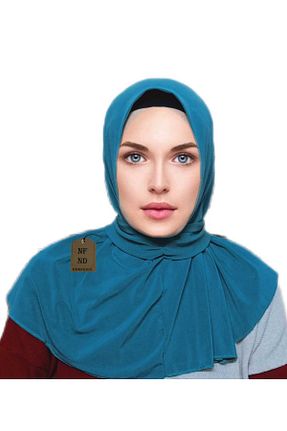 شال فیروزه ای زنانه پنبه ای ENEFENDİ - کد 874982347