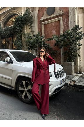 کت بلیزر زرشکی زنانه بافتنی Ekim Store - کد 895286493