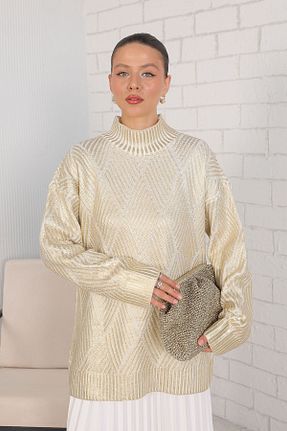 پلیور طلائی زنانه Varaklı Melike Tatar - کد 862595131