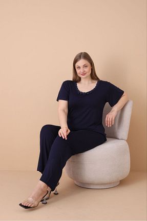 ست لباس راحتی سرمه ای زنانه ساده şuranur - کد 895293325