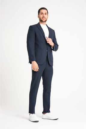 کت و شلوار سرمه ای مردانه یقه کتی ACTIVE MODA - کد 896722887