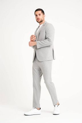 کت و شلوار طوسی مردانه یقه کتی ACTIVE MODA - کد 896723051