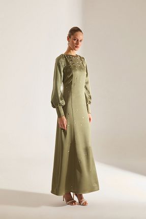 لباس مجلسی حجاب خاکی زنانه یقه دوچرخه Betty & Sam - کد 895501645