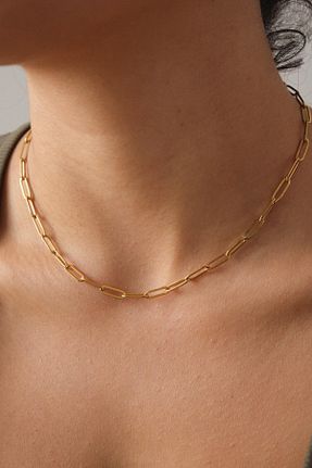 گردنبند استیل ( فولاد ) طلائی زنانه استیل ضد زنگ ByFlorya Jewelry - کد 833264433