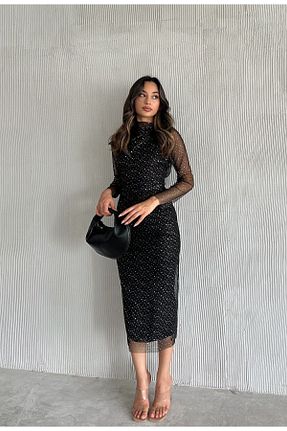 لباس مجلسی و فارغ التحصیلی مشکی زنانه توری sarebutik - کد 895570996