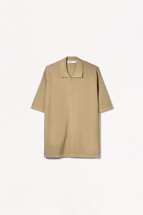 پیراهن قهوه ای مردانه اسلیم Bershka - کد 895601211
