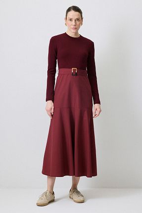 لباس حجاب زرشکی زنانه نیمه فیت Touche Prive - کد 895636495