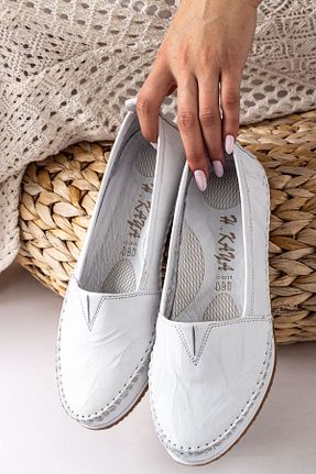 بابت سفید زنانه چرم خالص LAL SHOES & BAGS - کد 92873104