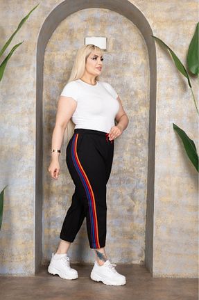 شلوار گرمکن سایز بزرگ مشکی زنانه کمر کش دار Esina - کد 895629310