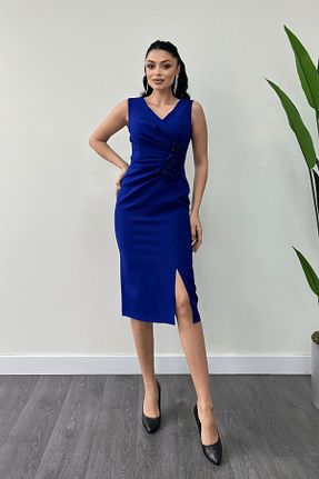 لباس مجلسی و فارغ التحصیلی سرمه ای زنانه بدون آستین giyimmasalı - کد 895654337