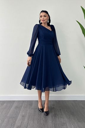 لباس مجلسی و فارغ التحصیلی سرمه ای زنانه رگولار giyimmasalı - کد 895654359